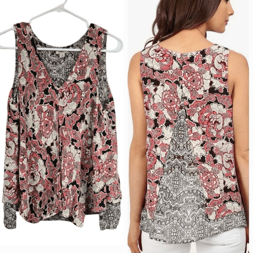 Lucky Brand 100% Silk Floral Women’s Sleeveless Top Sz M